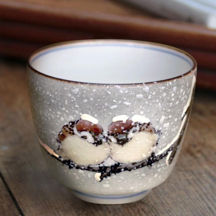 Japanese Kutani ceramic tea cup with sparrow design