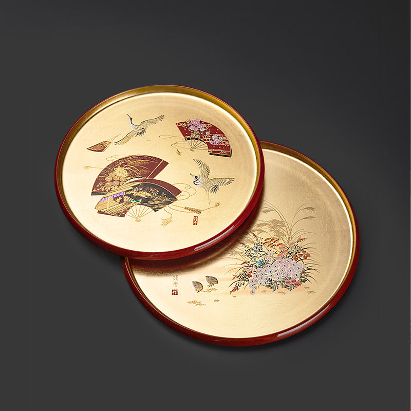 Elegant gold foil round tray from Japan