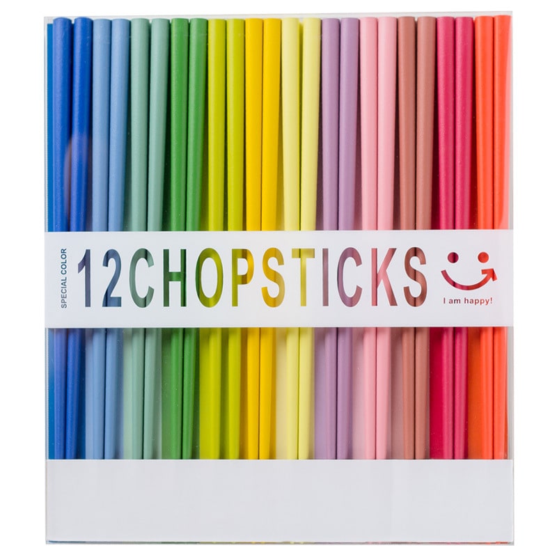 Eco-friendly Japanese rainbow chopstick set in packaging