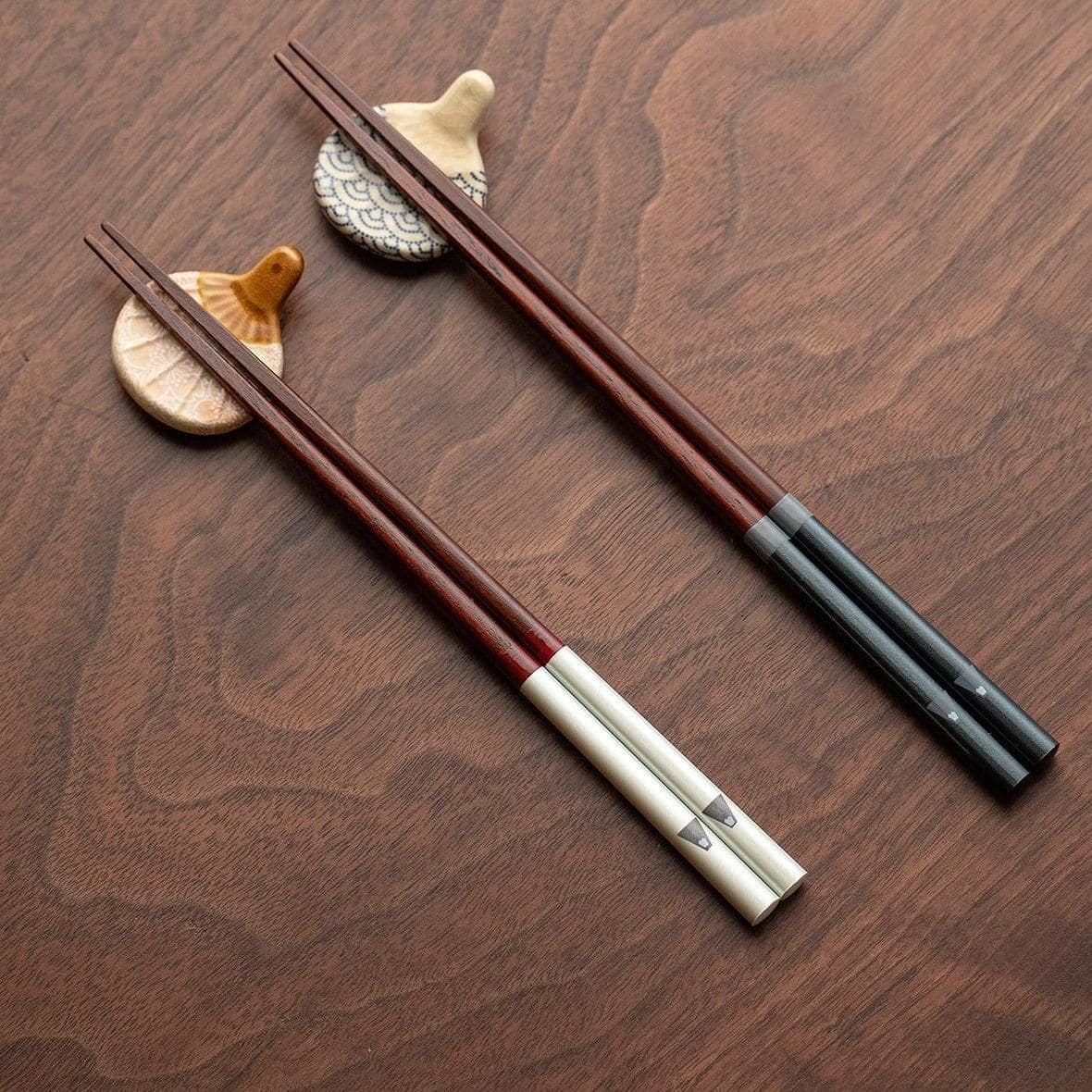 Japanese chopsticks displayed with ceramic tableware