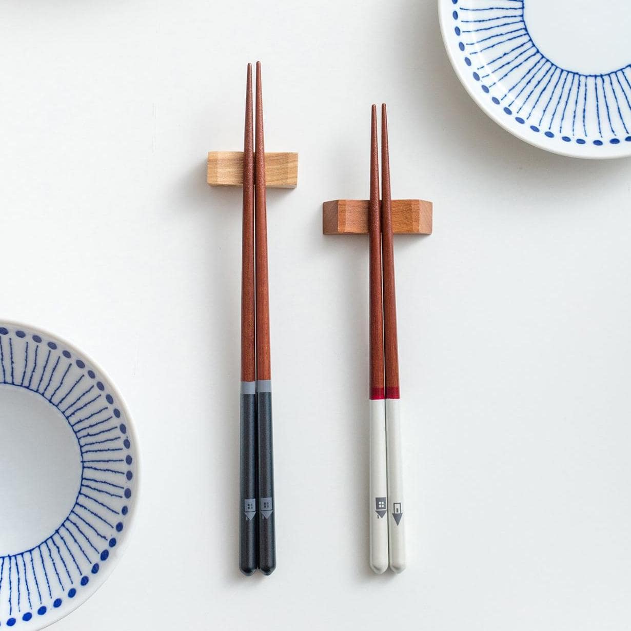 Elegant Japanese couple chopsticks displayed with gift box.