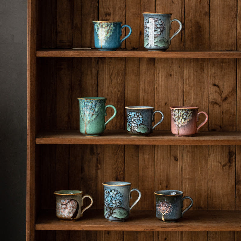 Japanese vintage-style ceramic mug for tea and coffee