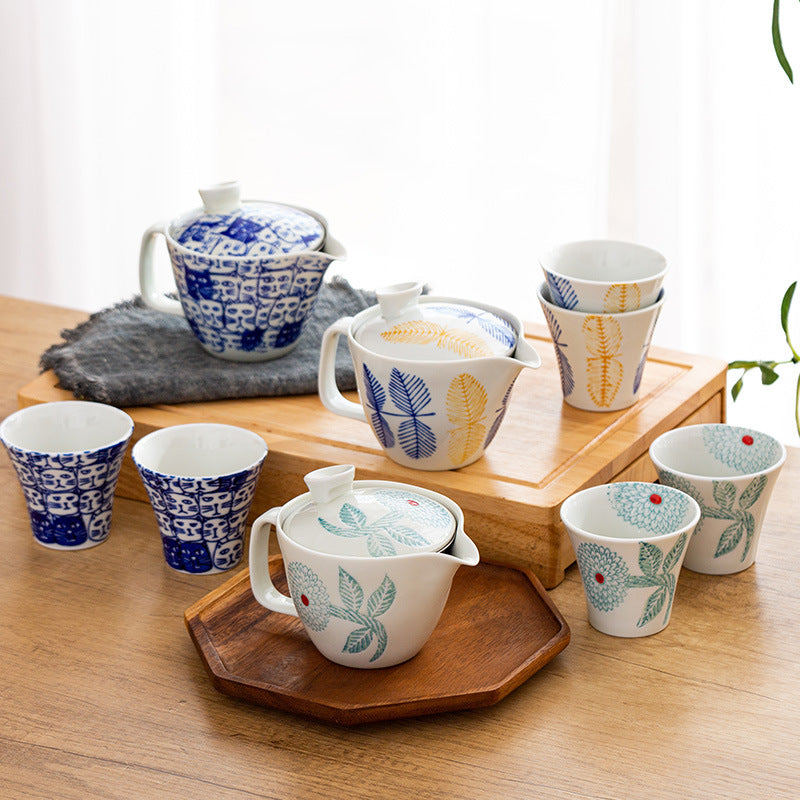 Elegant Japanese floral design porcelain tea set