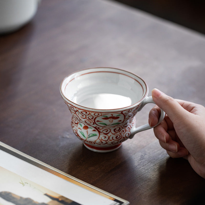 Japanese Mino ware mug with cherry branch design