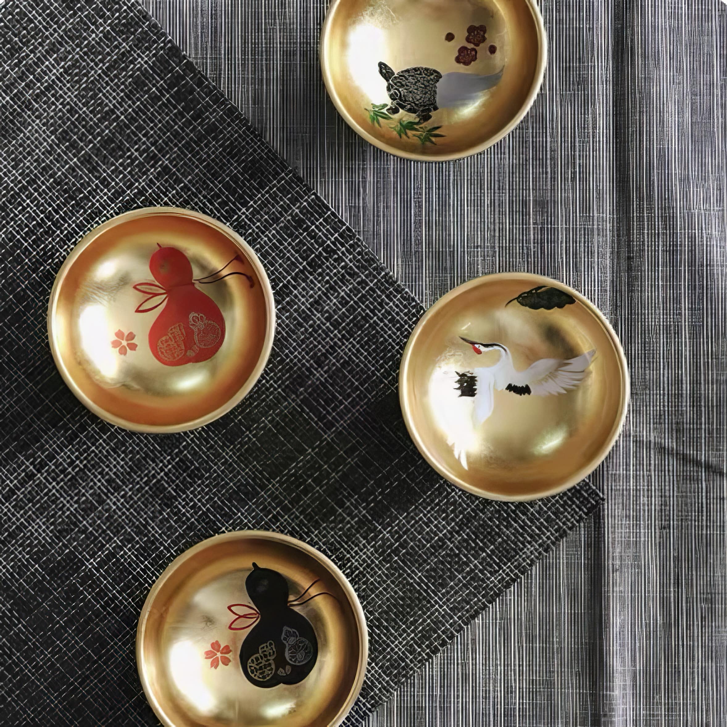 Japanese Lacquerware Sake Cup with Gold Leaf Interior