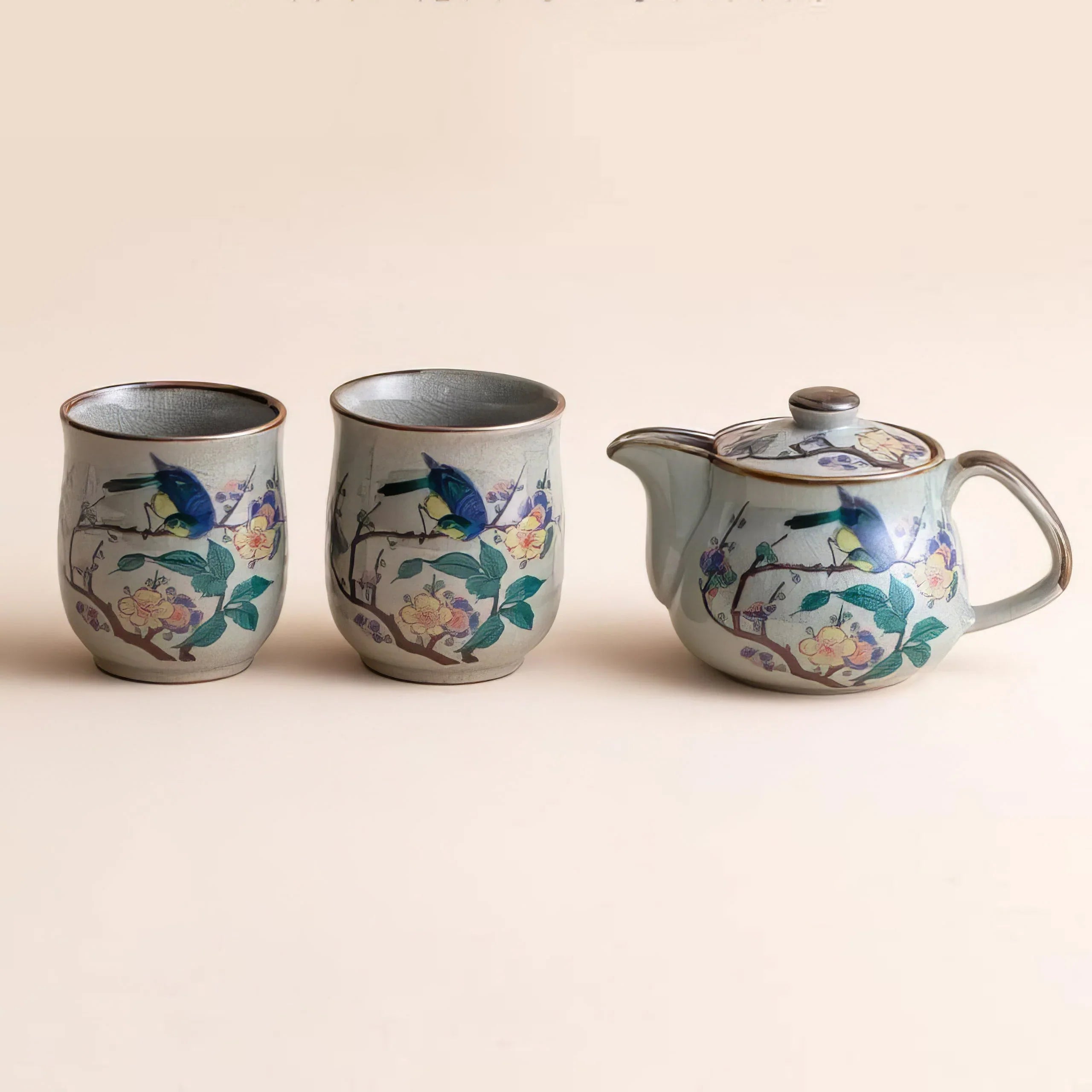 Elegant Porcelain Tea Set - Hand-Painted Floral Design