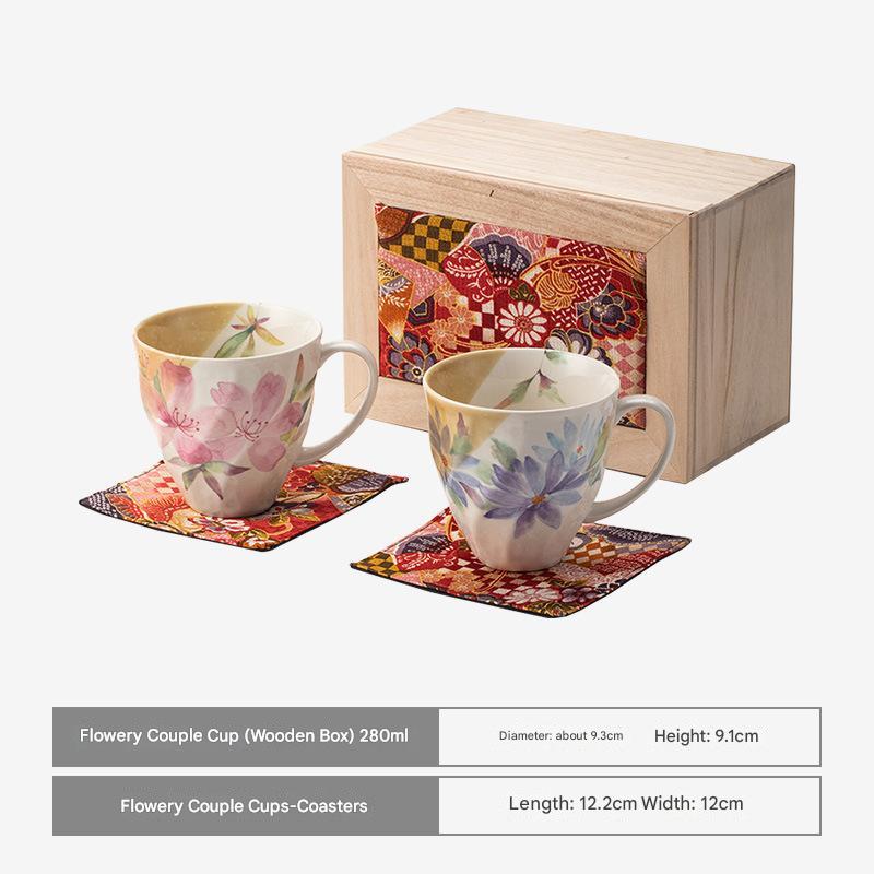 Elegant Japanese Teacup Gift Set - Floral Porcelain Cups