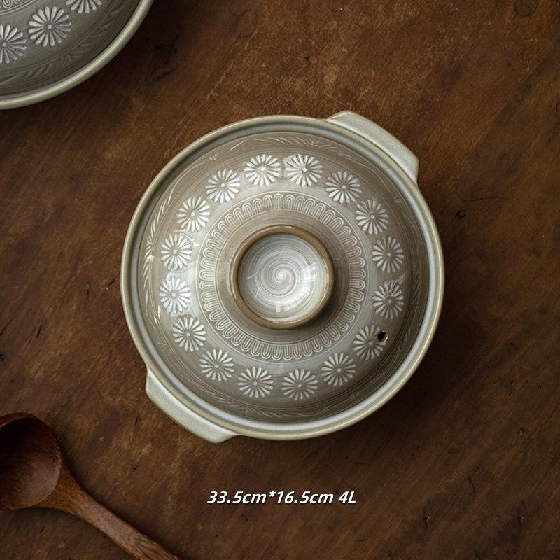 Elegant daisy-patterned Japanese cookware