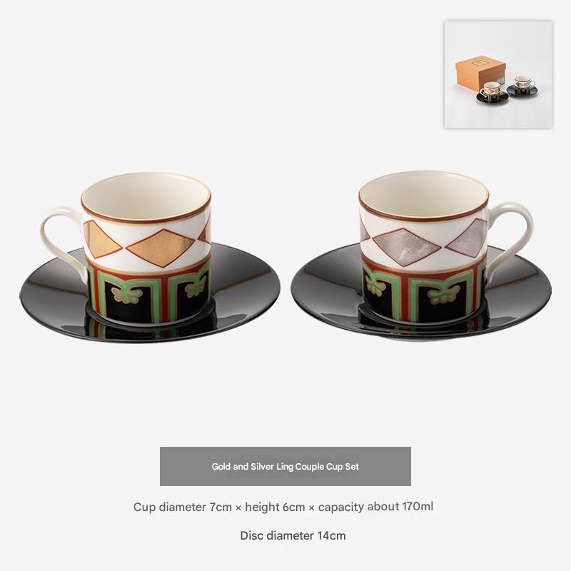 Japanese Mino Ware Red Painting Couple Cup Set - Elegant Gift