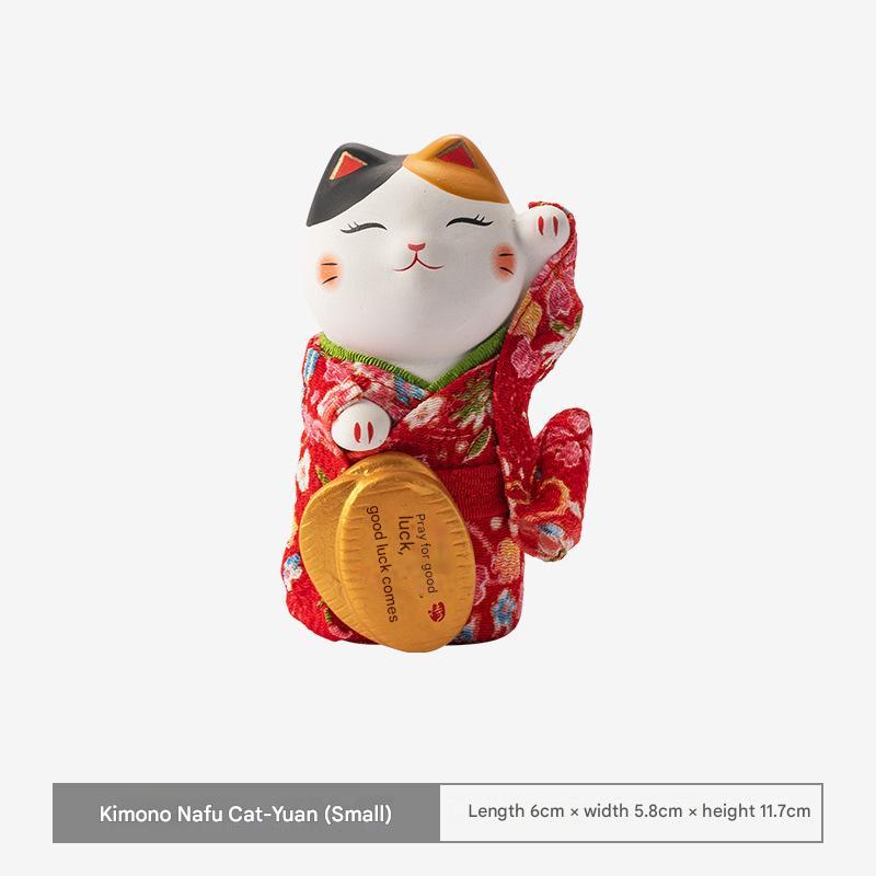 Japanese Kimono Lucky Cat – Ceramic Ornament for Joy