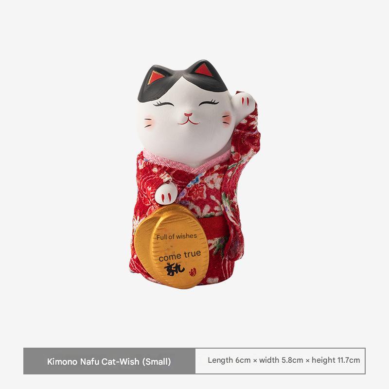 Japanese Kimono Lucky Cat – Ceramic Ornament for Joy