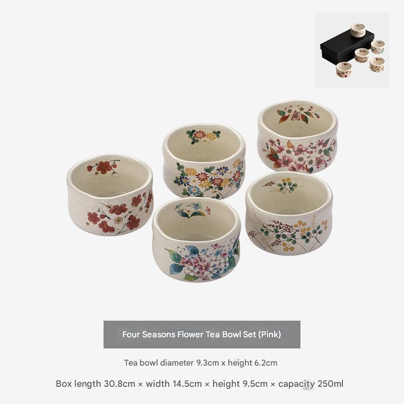 Hand-Painted Japanese Ceramic Cups - Elegant Floral Designs