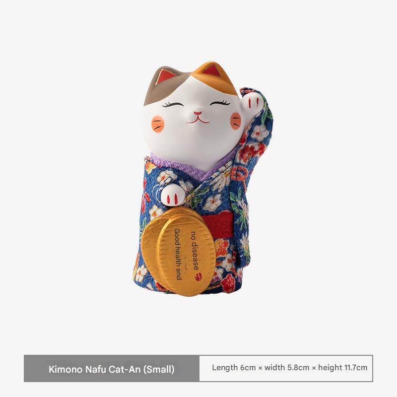 Japanese Kimono Lucky Cat – Ceramic Ornament for Joy