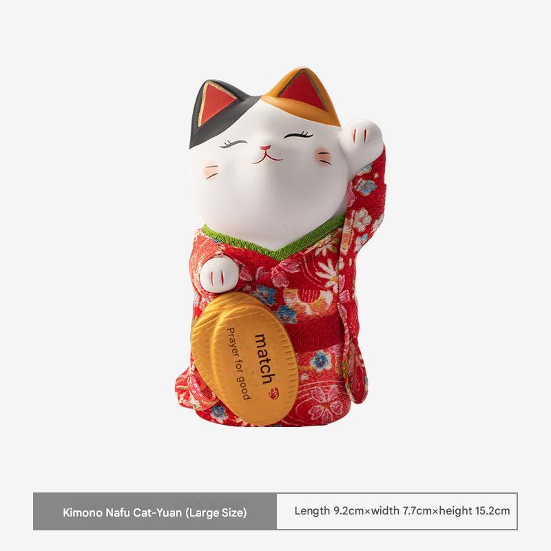 Japanese Kimono Lucky Cat – Ceramic Ornament for Joy