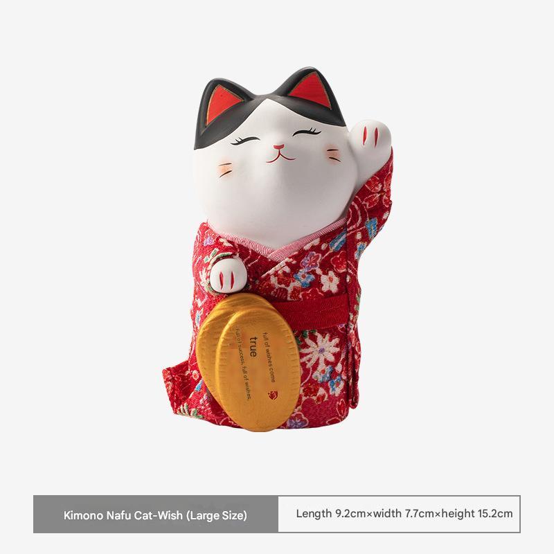 Japanese Kimono Lucky Cat – Ceramic Ornament for Joy