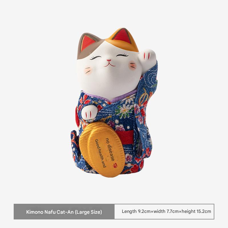 Japanese Kimono Lucky Cat – Ceramic Ornament for Joy