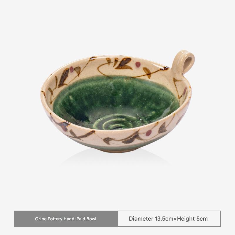 Handcrafted Green Floral Ceramic Bowl – Elegant & Durable