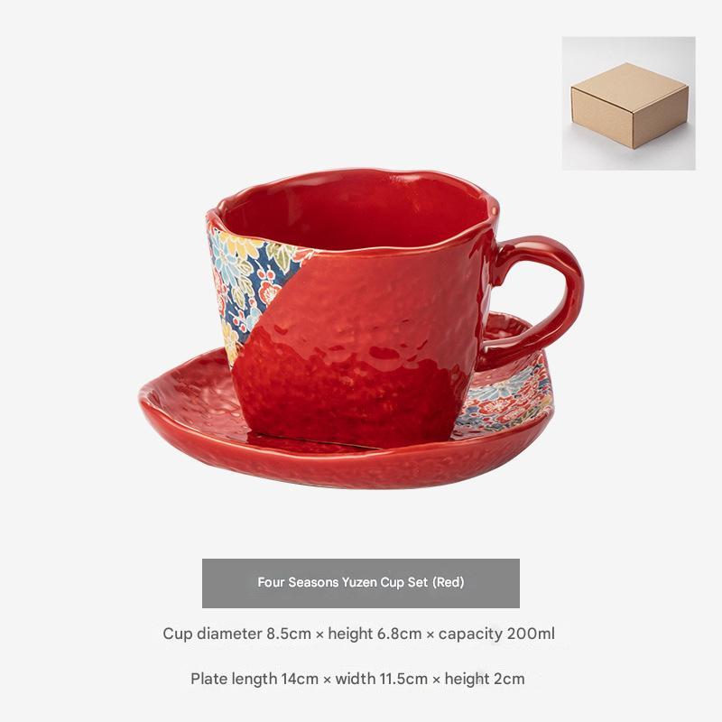 Japanese Mino Ware Ceramic Mug – Bold Red Elegance