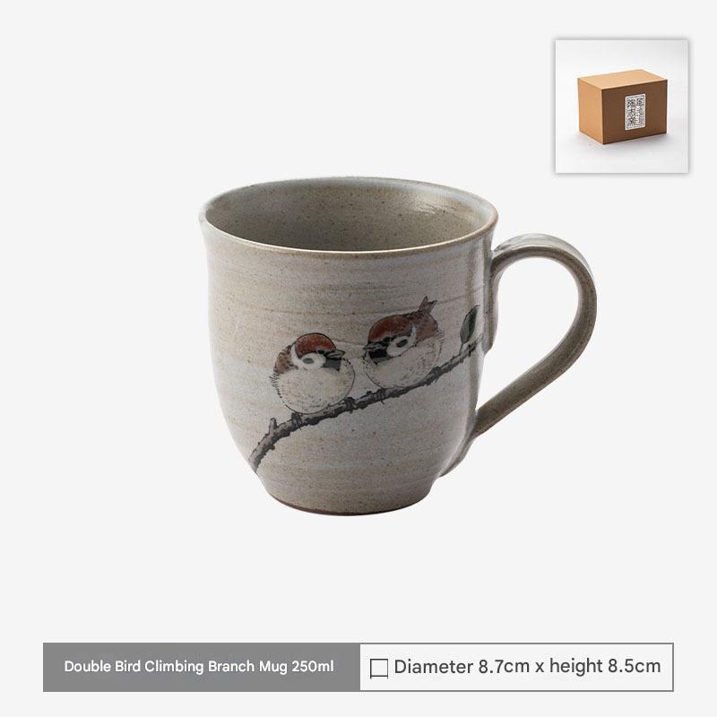 Handcrafted Sparrow Ceramic Cup - Japanese Design