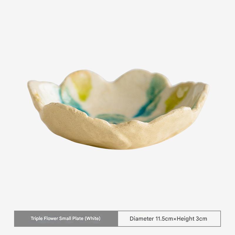 Handcrafted Japanese Kiln Flower Dishes - Elegant Tableware