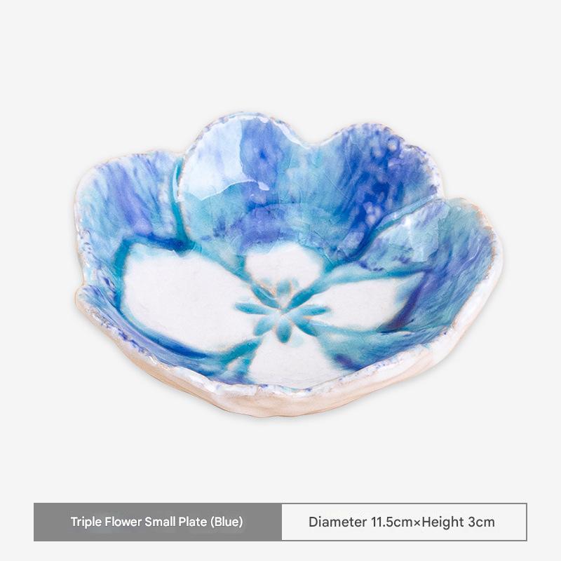 Handcrafted Japanese Kiln Flower Dishes - Elegant Tableware