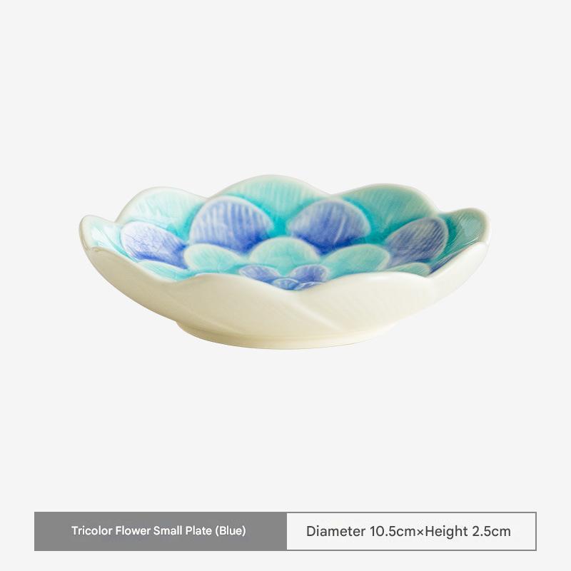 Handcrafted Japanese Kiln Flower Dishes - Elegant Tableware