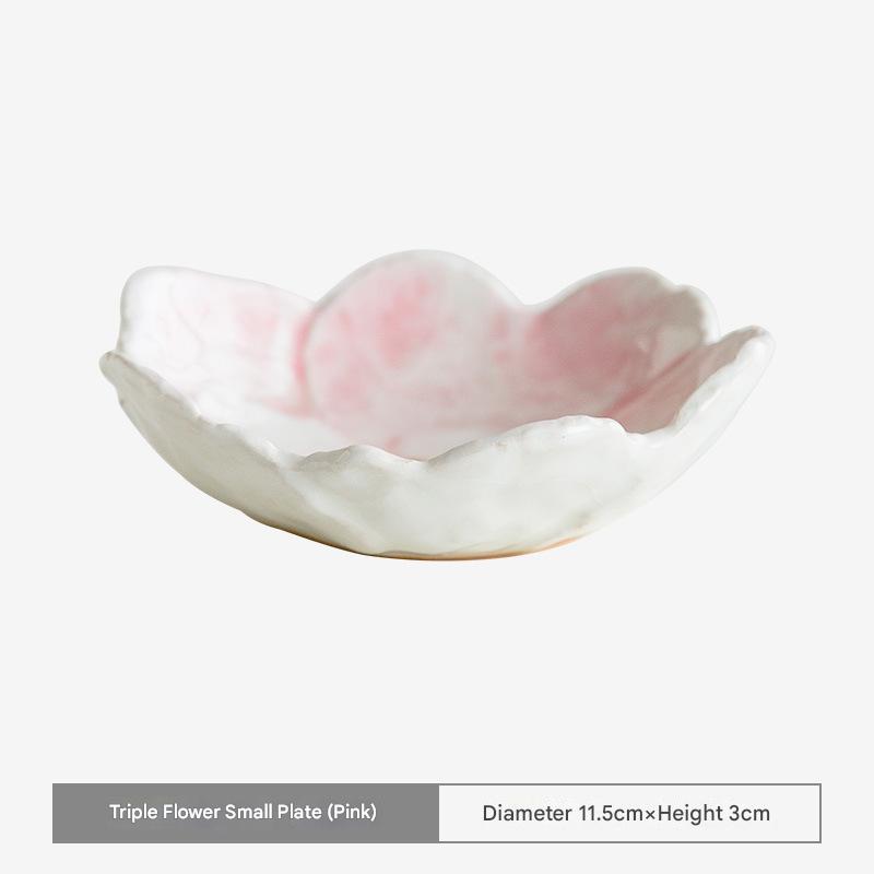 Handcrafted Japanese Kiln Flower Dishes - Elegant Tableware
