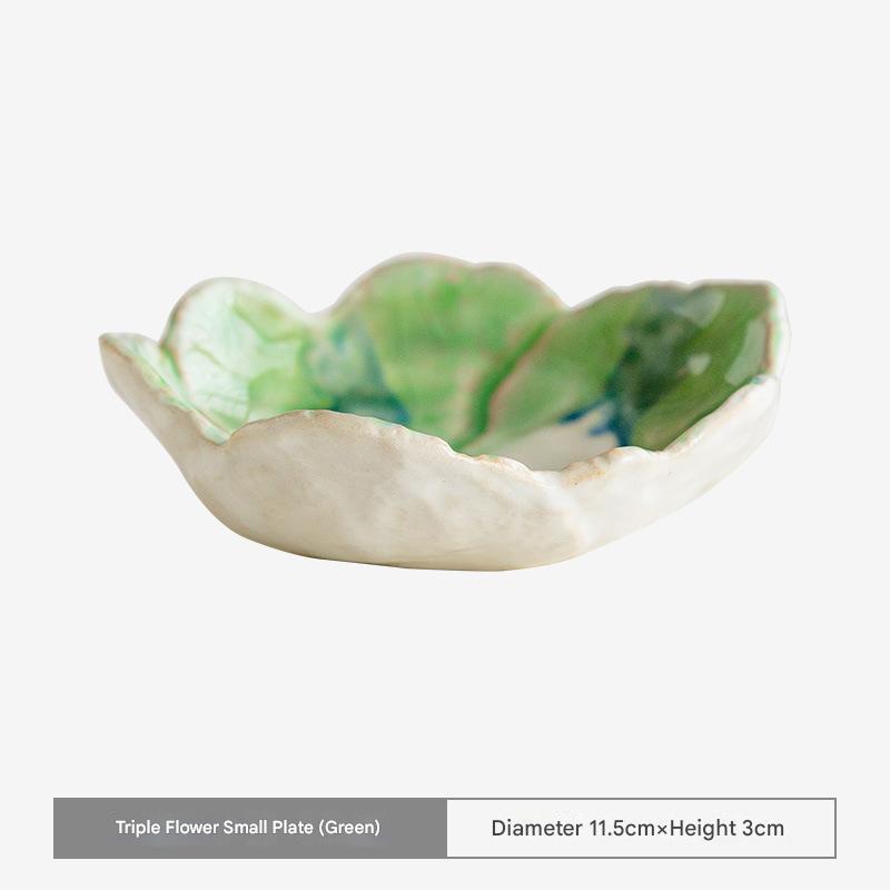 Handcrafted Japanese Kiln Flower Dishes - Elegant Tableware