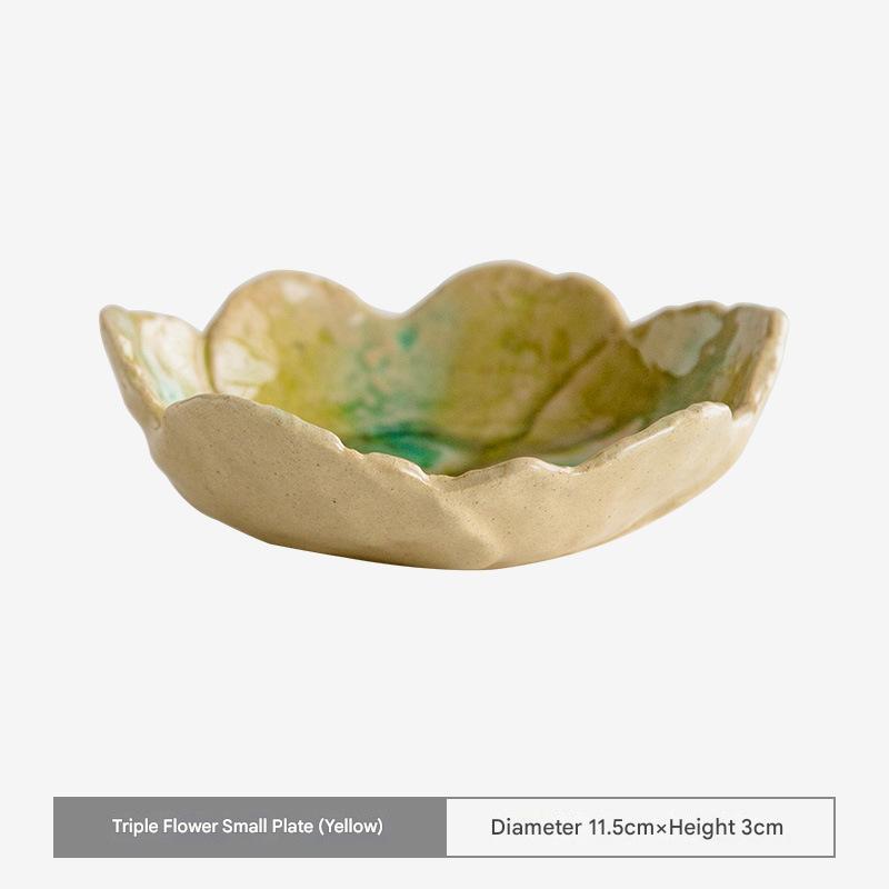 Handcrafted Japanese Kiln Flower Dishes - Elegant Tableware