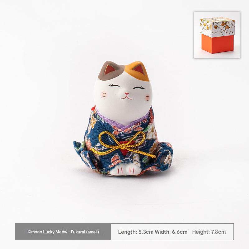 Japanese Lucky Cat Ceramic Ornaments - Handcrafted Décor