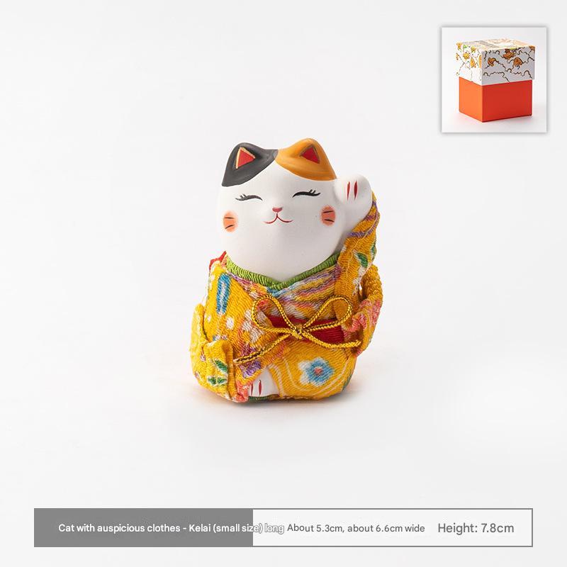 Japanese Lucky Cat Ceramic Ornaments - Handcrafted Décor