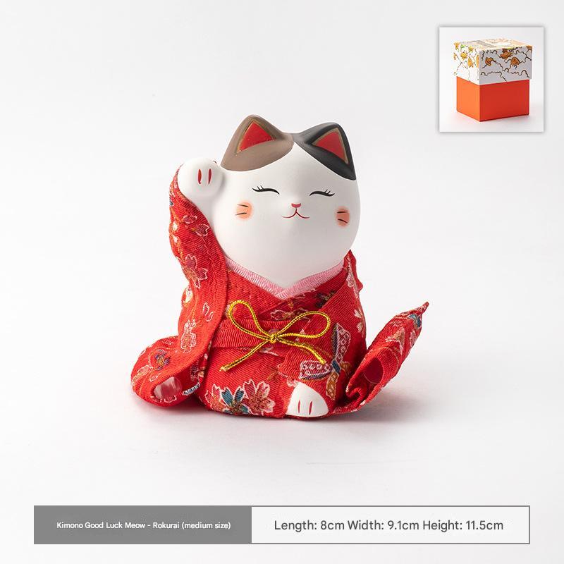 Japanese Lucky Cat Ceramic Ornaments - Handcrafted Décor