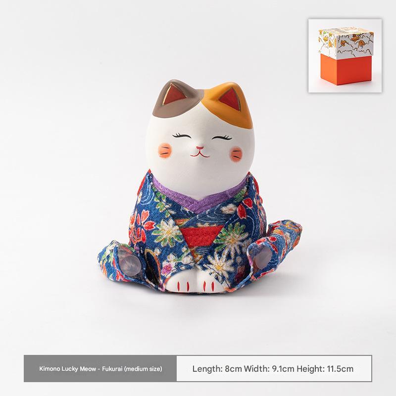 Japanese Lucky Cat Ceramic Ornaments - Handcrafted Décor