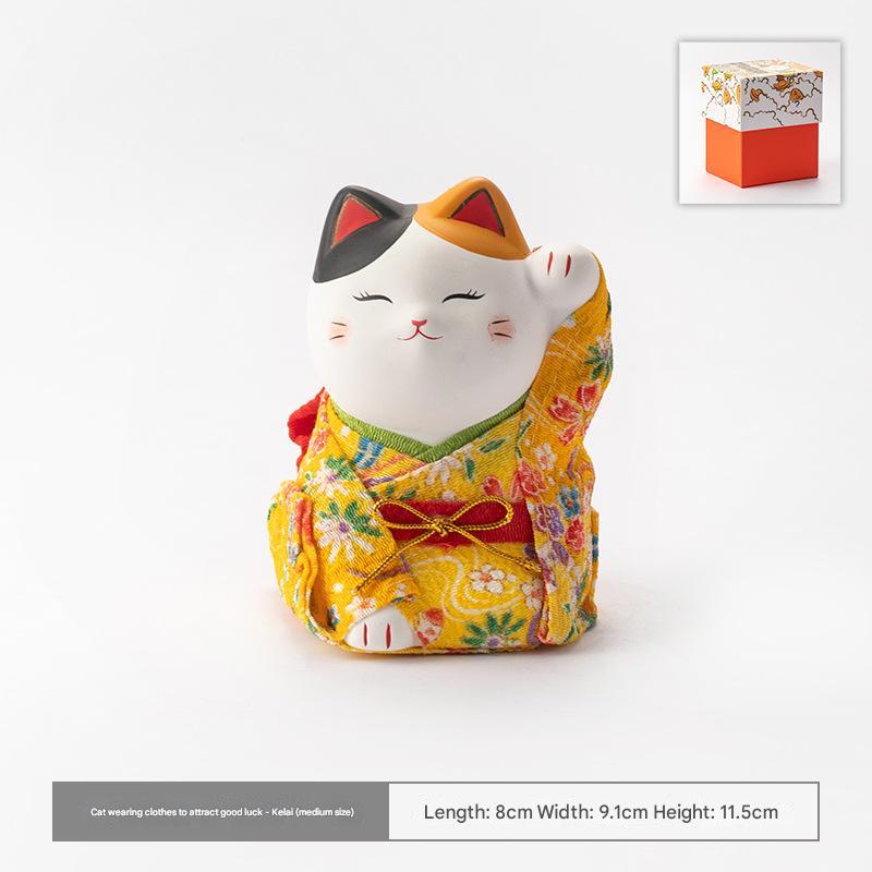 Japanese Lucky Cat Ceramic Ornaments - Handcrafted Décor