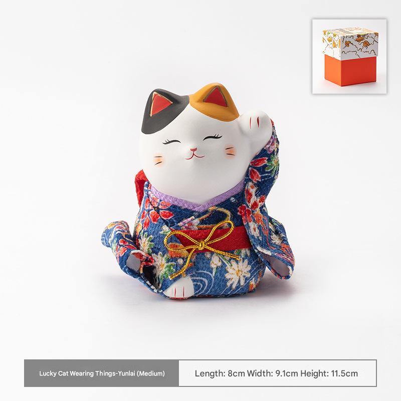 Japanese Lucky Cat Ceramic Ornaments - Handcrafted Décor