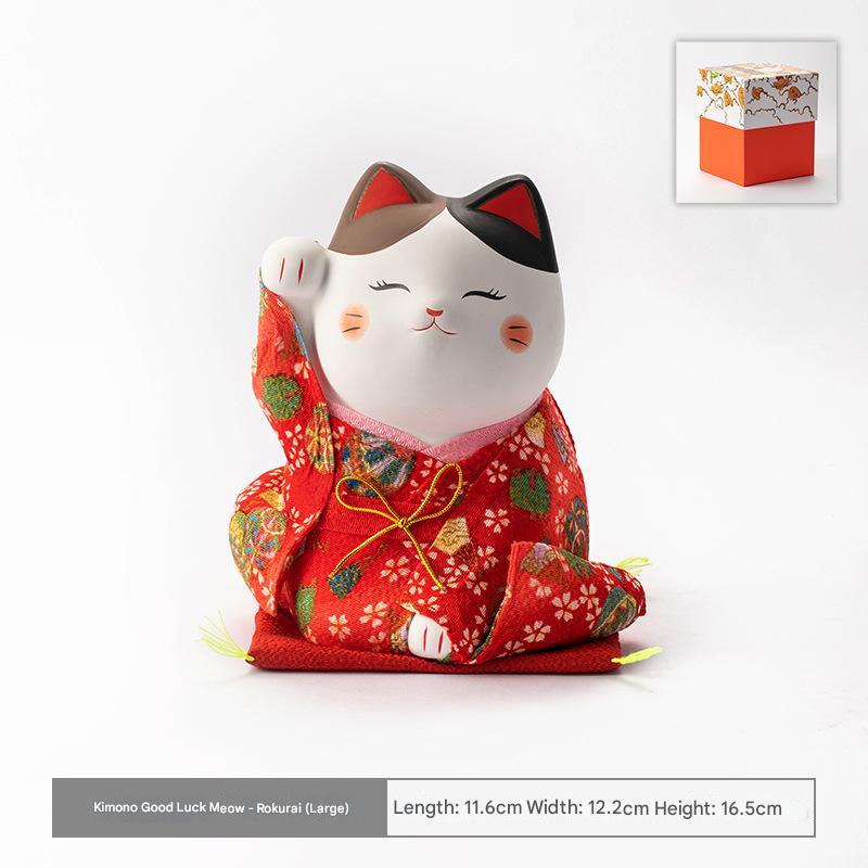 Japanese Lucky Cat Ceramic Ornaments - Handcrafted Décor