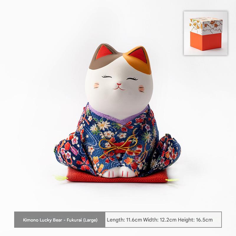 Japanese Lucky Cat Ceramic Ornaments - Handcrafted Décor