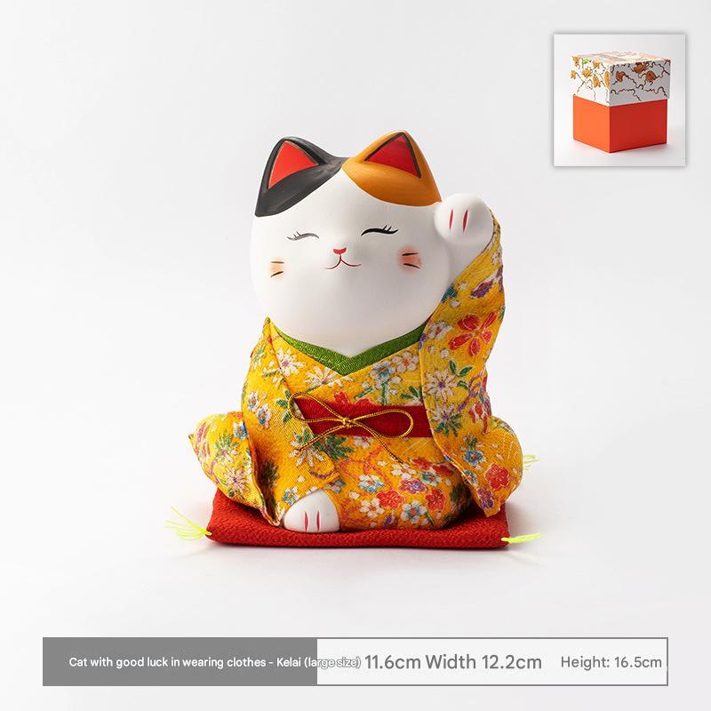 Japanese Lucky Cat Ceramic Ornaments - Handcrafted Décor