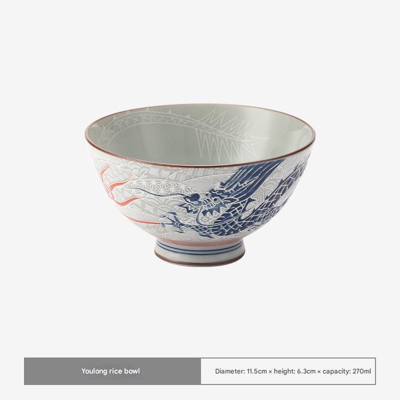 Handcrafted Porcelain Dragon Bowls – Elegant Traditional Design