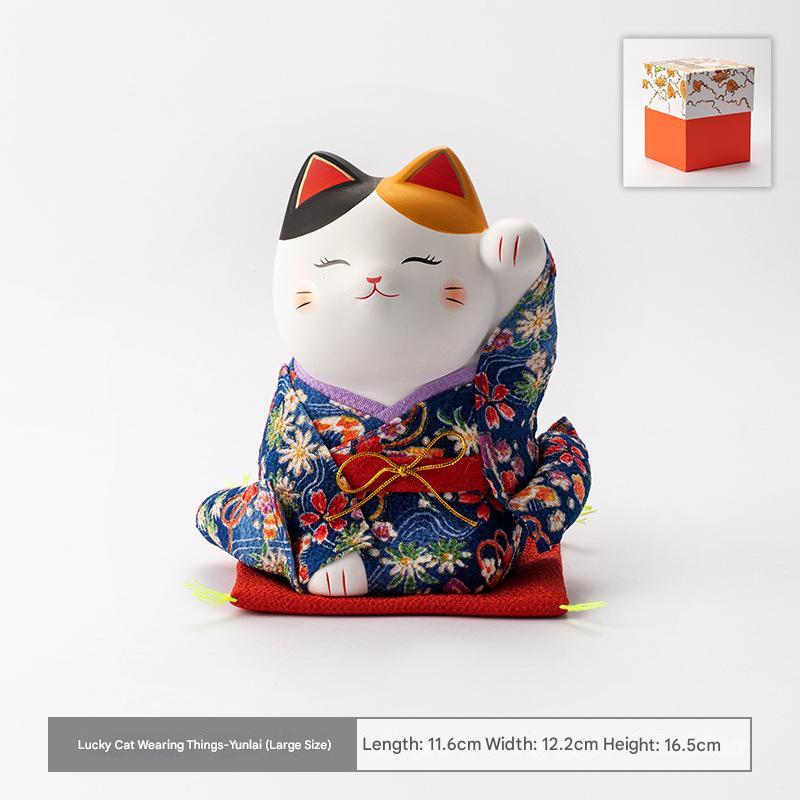 Japanese Lucky Cat Ceramic Ornaments - Handcrafted Décor