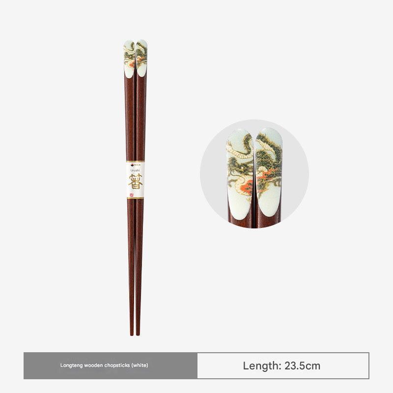 Artistic Dragon-Themed Wooden Chopsticks – Elegant & Durable