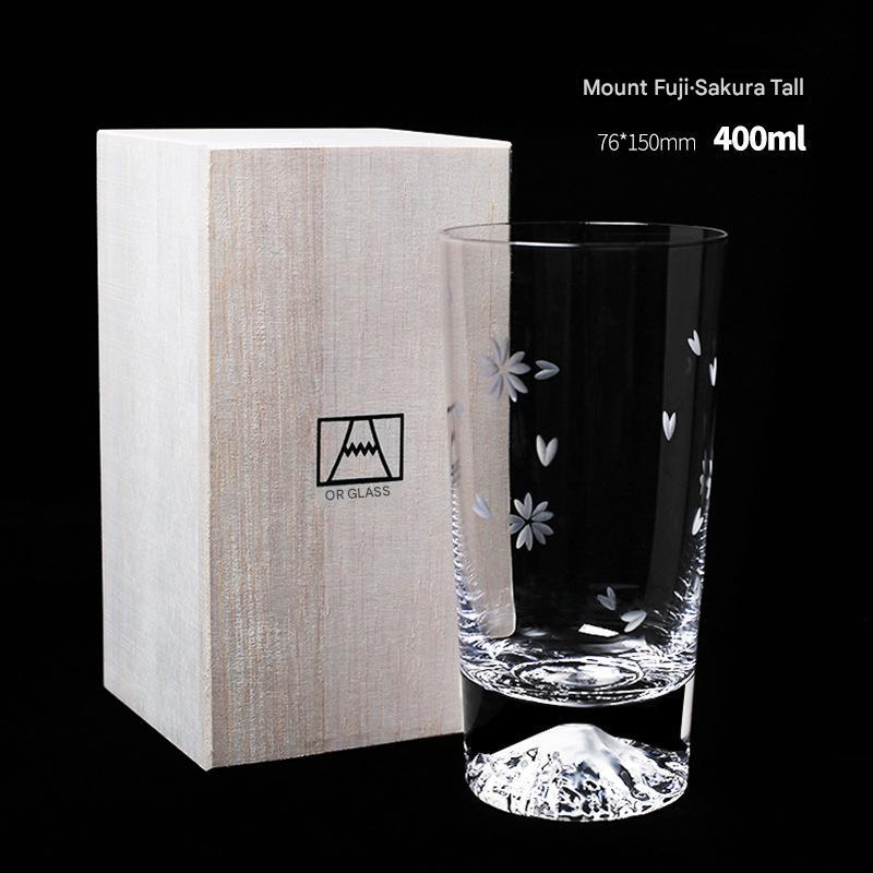 Japanese Mount Fuji Whiskey Glass – Cherry Blossom Design