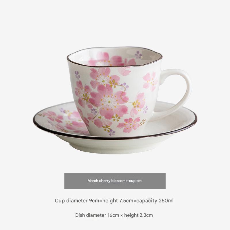 Japanese Floral Ceramic Mug Set – Cherry Blossom & Rose