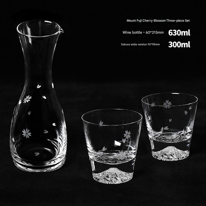 Japanese Mount Fuji Whiskey Glass – Cherry Blossom Design