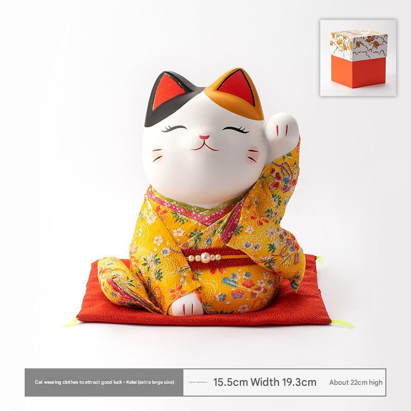 Japanese Lucky Cat Ceramic Ornaments - Handcrafted Décor