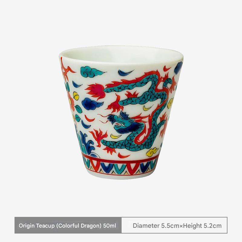 Japanese Porcelain Cup Set - Vibrant Traditional Designs