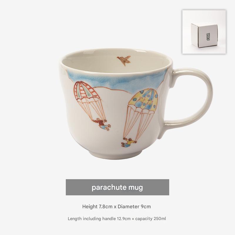 Artistic Hand-Painted Ceramic Mugs - Whimsical Designs