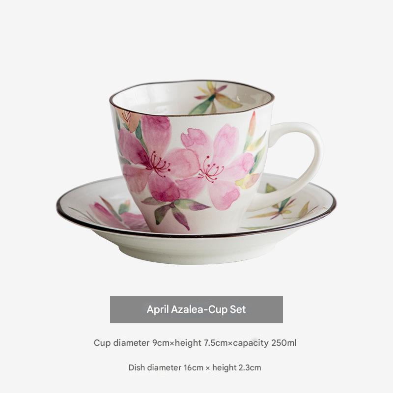 Japanese Floral Ceramic Mug Set – Cherry Blossom & Rose