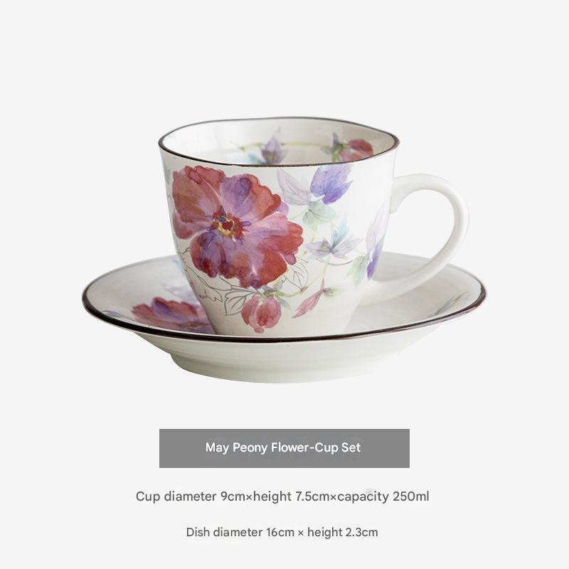 Japanese Floral Ceramic Mug Set – Cherry Blossom & Rose