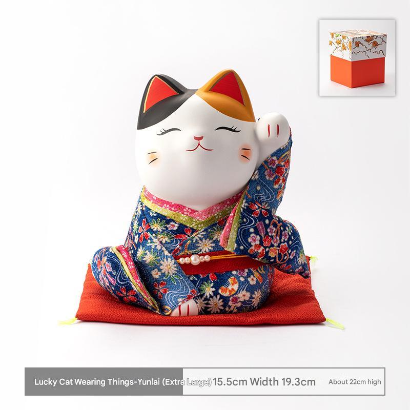 Japanese Lucky Cat Ceramic Ornaments - Handcrafted Décor